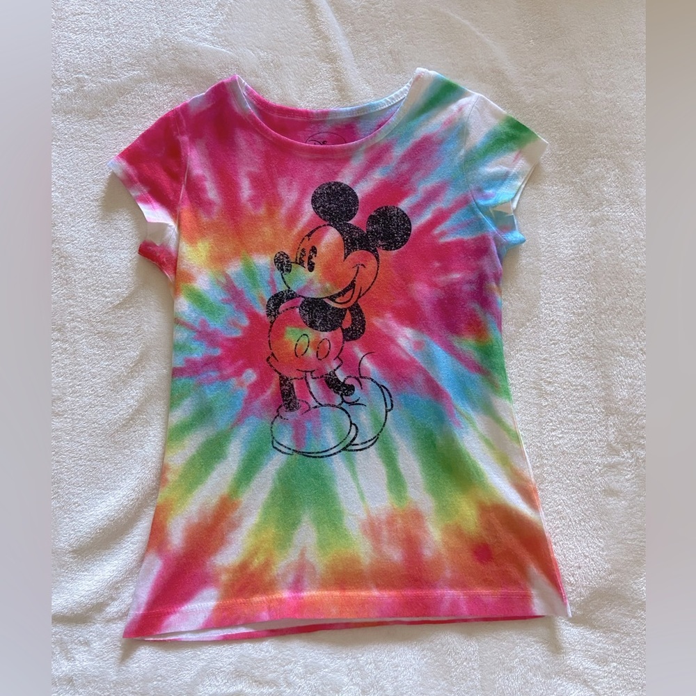 Disney Girls Mickey Tye Die TShirt Size L (10/12)